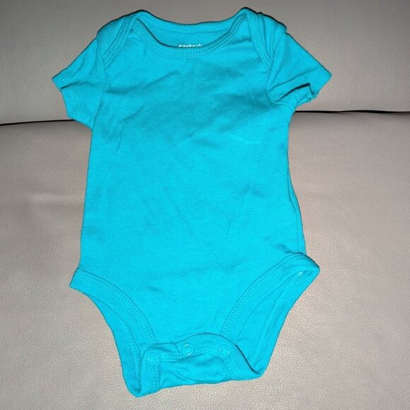 🐲3 FOR $9🦄Carter's Solid Teal Short Sleeve One Piece Bodysuit Onesie Boys 3m - Picture 1 of 2